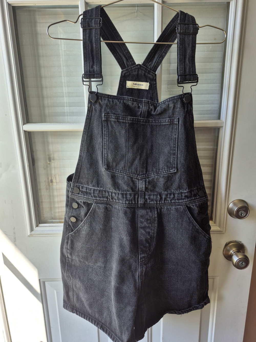 Vintage-Inspired Twik Black Denim Overall Shorts